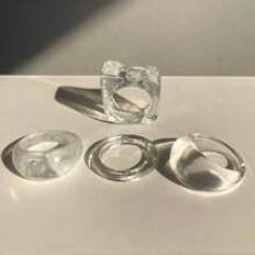 Harts Ringar Shein Set Of Transparent Resin Fashionable Geometric Rings For Women's Daily Wear