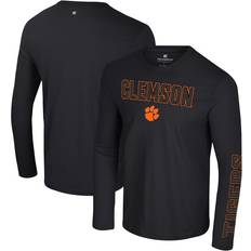 Colosseum Athletics Clemson Tigers Color Pop Active Blend 2-Hit Long Sleeve T-Shirt Black, NCAA Men's Tops