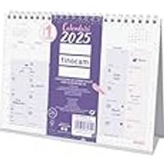 Purple Calendars Finocam Schicker Tischkalender 2025, Monatsansicht, Januar 2025