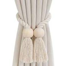 Polyester Gardintillbehör Shein 1pc/2pcs Rustic Style Dual Wood Ball Tassel