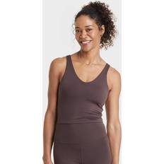 Underwear All In Motion Women's Flex Light Support V-Neck Cropped Sports Bra All In Motion Dark Brown