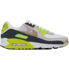 Men - Nike Air Max 90 Shoes Nike Air Max 90 M - White/Cyber/Dark Smoke Grey/Khaki