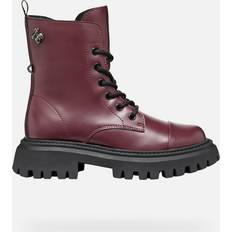 Girls - Leather Boots Geox Maquinnens Girl Dark Burgundy