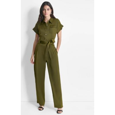 Green - Women Jumpsuits & Overalls DKNY Short Sleeve Utility Jumpsuit