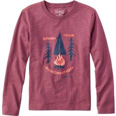 L.L.Bean Kids' Graphic Tee, Long-Sleeve Glow-in-the-Dark Dark Plum Rose Spark Extra 18, Cotton