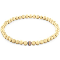 Tommy Hilfiger Women Bracelets Tommy Hilfiger Beaded Stainless Steel Stretch Bracelet Gold Plate ONE SIZE