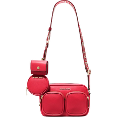 Michael Kors Jet Set Medium Leather Crossbody Bag with Case for Apple Airpods - Bright Red