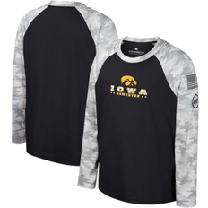 Camouflage T-shirts Children's Clothing Colosseum Big Boys Black, Camo Iowa Hawkeyes Oht Military-Inspired Appreciation Dark Star Raglan Long Sleeve T-shirt Black, Camo Black/Camo