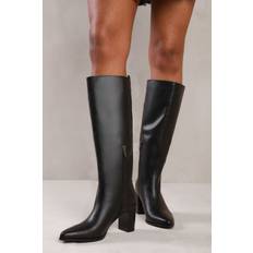 High Boots Where's That From Womens 'Delta' Block Heel Knee High Boots With Side Zip Black
