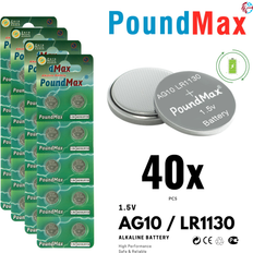 PoundMax 40 x button cell lr1130 lr54 1.5v alkaline button batteries