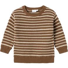 Jungen Blusen & Tuniken Name It Pullover 'NEVO' braun weiß