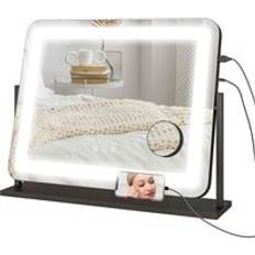 Homcom Dimmable Lighted Makeup Mirror with Magnifier, USB Port, 360 Rotation