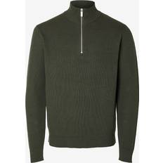 Selected Homme Herr Tröjor Selected Homme Tröja slhDane LS Knit Structure Half Zip Grön