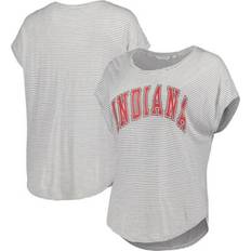 Camp David Women's White/Charcoal Indiana Hoosiers Day Trip Striped Scoop Neck T-Shirt