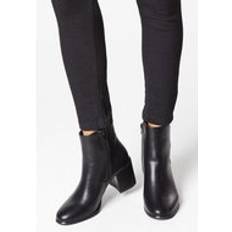 Morgan Round Toe Block Heel Ankle Boots Black