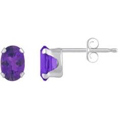 Macy's Purple Earrings Macy's Gemstone Stud Earrings in 10k White Gold Amethyst