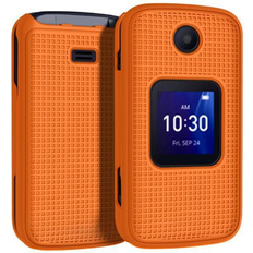 Wallet Cases Nakedcellphone Bright Orange Grid Texture Hard Case Cover for Alcatel Go Flip 4 TCL FLIP Pro