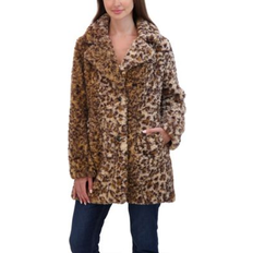 Leopard - Women Coats Sebby Collection Women's Crushed Faux Fur Button Front Coat Leopard Large