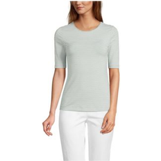 Lands' End XL T-shirts Lands' End Women's Lightweight Jersey Skimming Elbow Sleeve Crew Neck T-shirt Lily pad green micro stripe XSmall