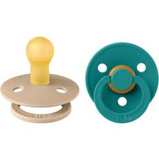 Bibs Colour Dummy 2-pack, BPA-fri, körsbärsform bröstvårta. Naturgummi/latex, tillverkad i Danmark, storlek 2 6 18 månader taupe/Scuba