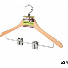 Brown Hangers Confortime Set of Clothes Brown Clamps Wood 2 Pieces Hanger 3pcs