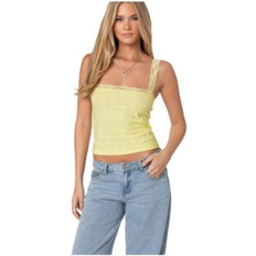 Yellow Tank Tops Edikted EDIKTED Virginia Lace Trim Eyelet Tank Top