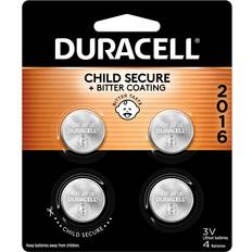 Batteries & Chargers Duracell CR2016 3V Lithium Battery, Child Safety Features, 4 Count Pack, Lithium Coin Battery for Key Fob, Car Remote, Glucose Monitor, CR Lithium 3 Volt