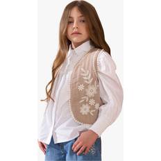 Beige Vests Angel & Rocket Kids' Lina Embroidered Gilet, Taupe