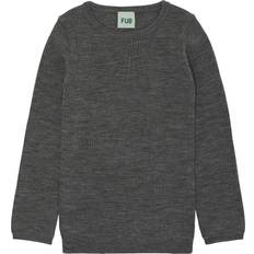 Merinoull Blusar & Tunikor Barnkläder FUB Grey Melange Rib Bluse