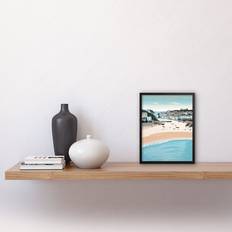 House of Hampton St Ives Bay Summer Pastel Colour Coastal Cityscape Print Blue;Black;Brown 25.9cm Framed Art