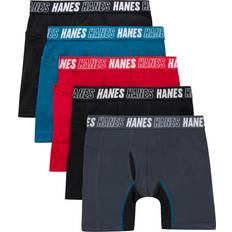 Underwear Hanes Moves Boys' 5pk Anti-Chafe Long Leg Boxer Briefs Red