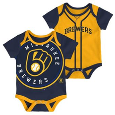 Gold Bodysuits Children's Clothing Outerstuff Newborn Navy/Gold Milwaukee Brewers Double Two-Pack Bodysuit Set