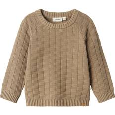 Braun Strickpullover Lil'Atelier Mini Strickpullover Strukturiert für Herren 116 Grau