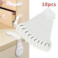 10pcs White Kids Safety Cabinet Locks, Baby Proof Security Protector Drawer Door Cabinet Locks, Plastic Door Locks
