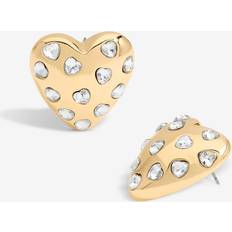 Crystal Puffed Heart Statement Stud Earrings