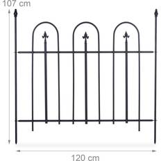 Metal Fences Relaxdays Goth Metal Garden Fence Complete Set 4.8 m Powder-Coated Iron