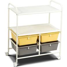 Cabinets Goplus Rolling 4-Drawer 2-Shelf Storage Cabinet