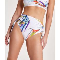 Women - XXS Bikini Bottoms Calia Women's High Waisted Ruched Side Tie Swim Bottoms, Small, Tahitian Print