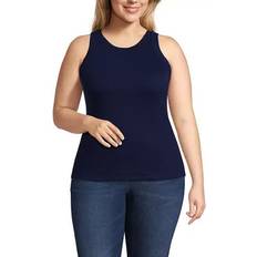 Lands' End XXL Tank Tops Lands' End Plus Ribbed Crewneck Tank Top