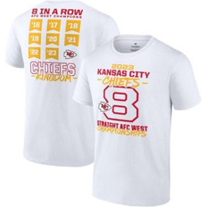 Fanatics Men Sports Fan Apparel Fanatics Men's Fanatics White Kansas City Chiefs Eight-Time Afc West Division Champions T-shirt White