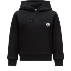 Moncler Man Jumpers Moncler Sweat À Capuche Avec Logo Brodé - Noir