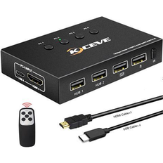 KVM Switches Fantec KVM Switch HDMI 4 Port Box 4K 60Hz MLEEDA USB and HDMI Switch for 4 Computers Share Keyboard Mouse Printer and one HD Monitor No Power