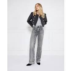 River Island Womens Grey High Waisted Front Pocket Wide Leg Jeans 14L
