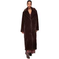 Clothing Avec Les Filles Women's Notched-Collar Faux-Fur Maxi Coat Chocolate