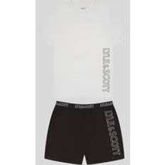 Sort Pyjamasser Børnetøj Lyle & Scott And Abel T-Shirt Shorts Set Juniors Wht Black