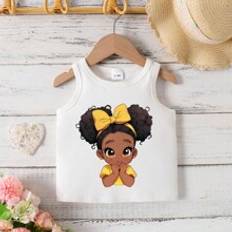 Bebisar Linnen Barnkläder Shein Baby Girls' Cartoon Figure Printed Tank Top For Summer