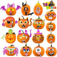 Joyin Joyin 16 pcs halloween pumpkin decoration foam stickers, 3d pumpkin face sticker