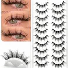 Transparenta Lösögonfransar Shein Asiteo 10 Pairs 3D Natural Looking Cluster False Eyelashes, Short Stalk Transparent Lashes With Manga Eye Effect For Cartoon Style Eye Makeup
