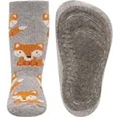 Ewers Stoppersocken Fuchs, Socken mit Antirutschsohle für Jungen, Anti-Rutsch-Socken mit Gummisohle, MADE IN GERMANY, Paar rutschfeste Kindersocken für Jungs, Größe 21-22, Grau
