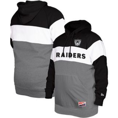 New Era Men's Black Oakland Raiders Big & Tall Throwback Colorblock Pullover Hoodie